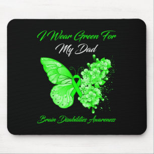 Schmetterling Ich trage Grün für meinen Vater Hirn Mousepad