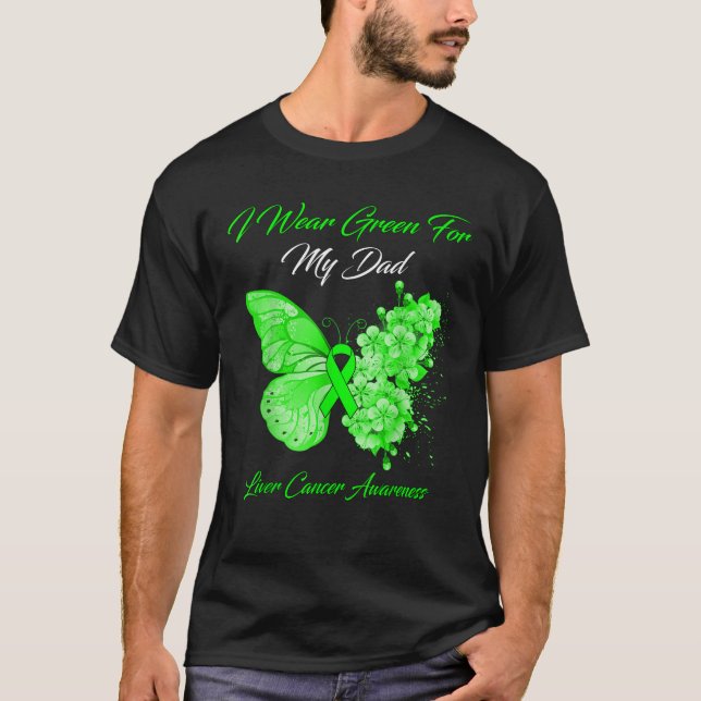 Schmetterling Ich trage Grün für meinen Vater Lebe T-Shirt (Vorderseite)