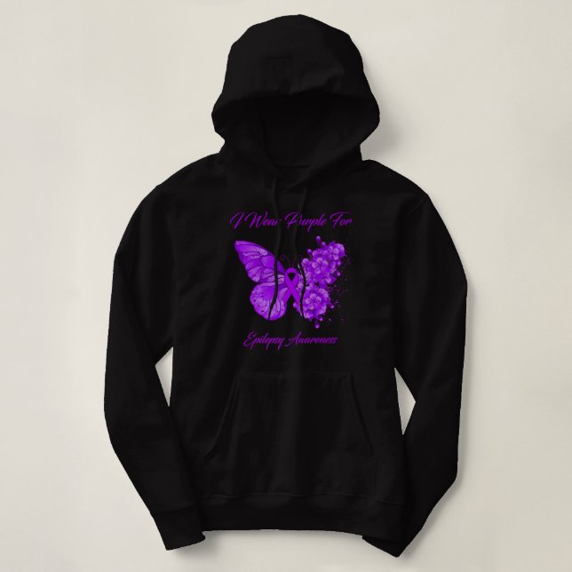 Schmetterling Ich trage Lila für Epilepsie Sensibi Hoodie (Design vorne)