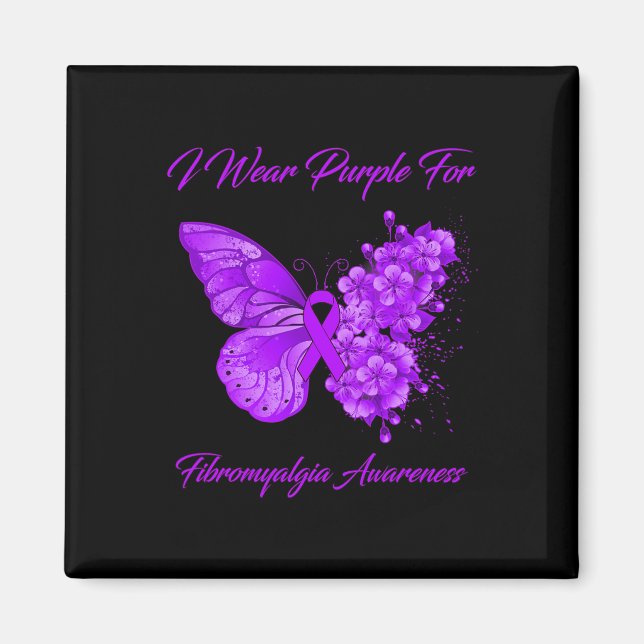 Schmetterling Ich trage Lila für Fibromyalgie Magnet (Vorne)