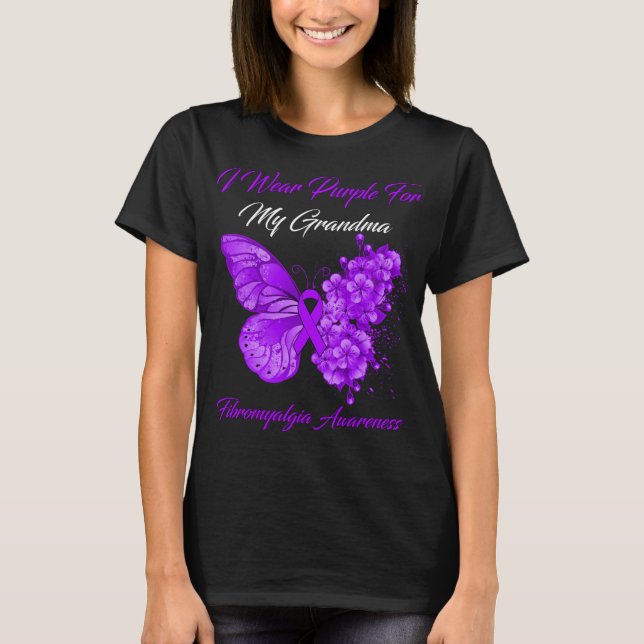 Schmetterling Ich trage Lila für Fibromyalgie T-Shirt (Vorderseite)