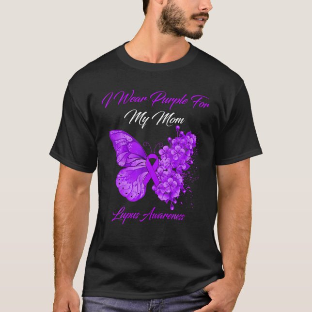 Schmetterling ich trage Lila für meine Mama Lupus  T-Shirt (Vorderseite)