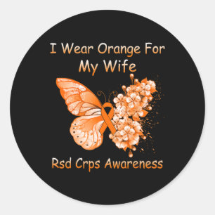 Schmetterling Ich trage Orange für meine Ehefrau R Runder Aufkleber
