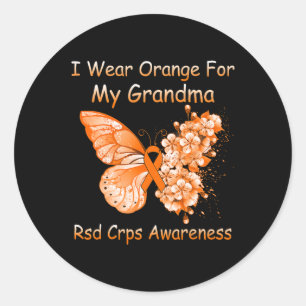 Schmetterling Ich trage Orange für meine Oma Rsd C Runder Aufkleber