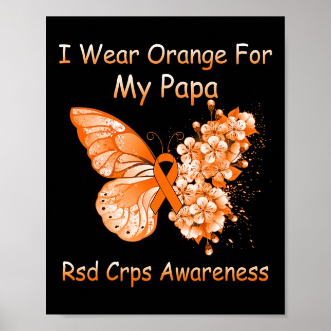 Schmetterling Ich trage Orange für meine Papa Rsd  Poster (Vorne)