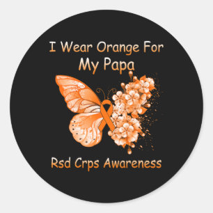 Schmetterling Ich trage Orange für meine Papa Rsd Runder Aufkleber