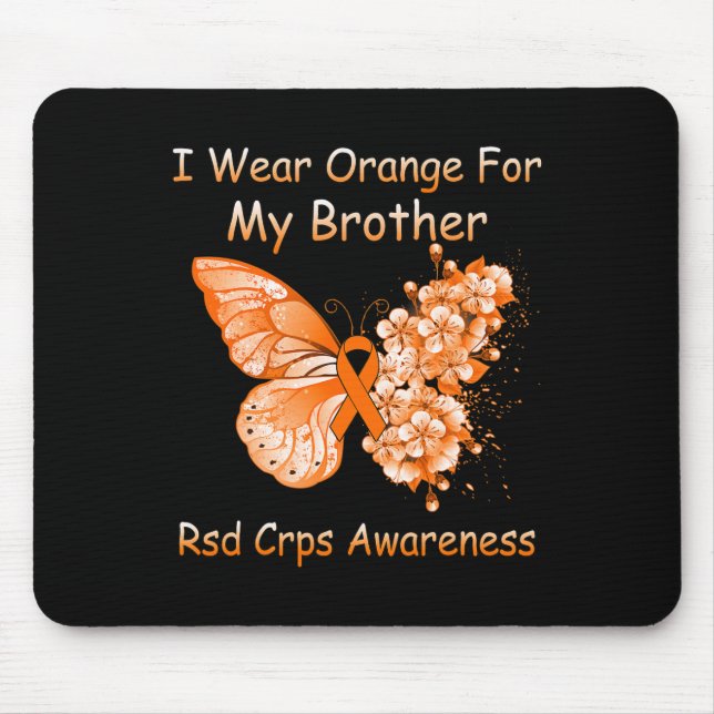 Schmetterling Ich trage Orange für meinen Bruder R Mousepad (Vorne)