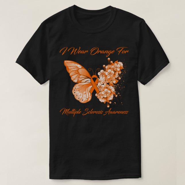 Schmetterling Ich trage Orange für Multiple Sklero T-Shirt (Design vorne)