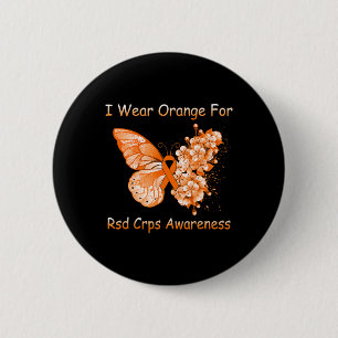 Schmetterling Ich trage Orange für Rsd Crps Sensib Button