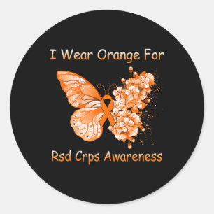 Schmetterling Ich trage Orange für RSD CRPS Sensib Runder Aufkleber