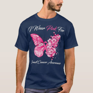 Schmetterling Ich trage Rosa wegen Brustkrebs T-Shirt