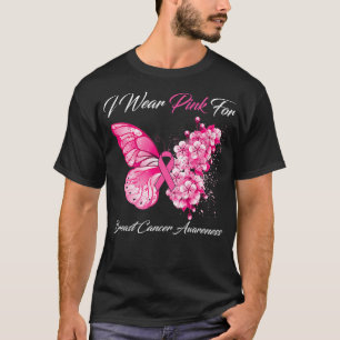 Schmetterling Ich trage Rosa wegen Brustkrebs T-Shirt