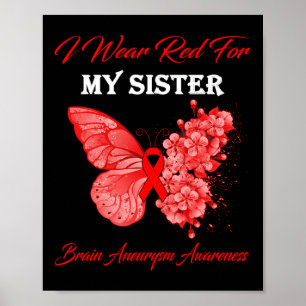 Schmetterling Ich trage Rot für das Hirnaneurysma Poster