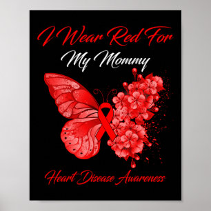 Schmetterling Ich trage Rot für die Herzkrankheit  Poster