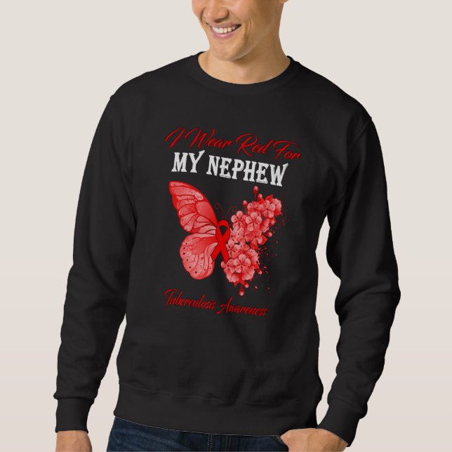 Schmetterling Ich trage Rot für meine Nephew Tuber Sweatshirt (Vorderseite)