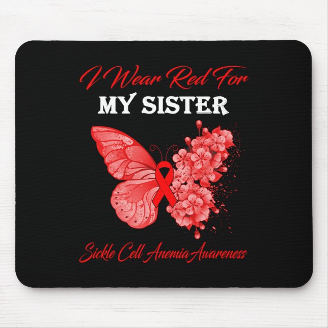 Schmetterling ich trage Rot für meine Schwester Si Mousepad (Vorne)