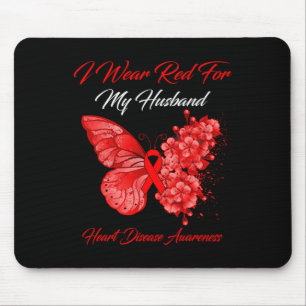 Schmetterling Ich trage Rot für meinen Mann Herzkr Mousepad