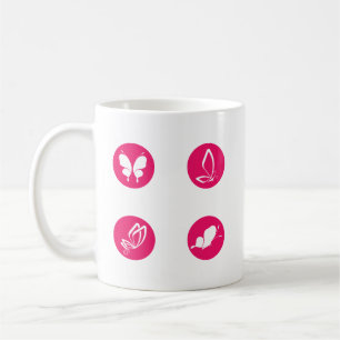 Schmetterling-Icons in Rosa   Süße minimale Natur Kaffeetasse