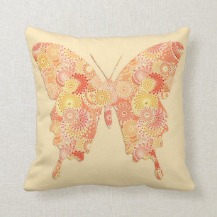 Schmetterling im Fraktalmuster - Orange und Kissen