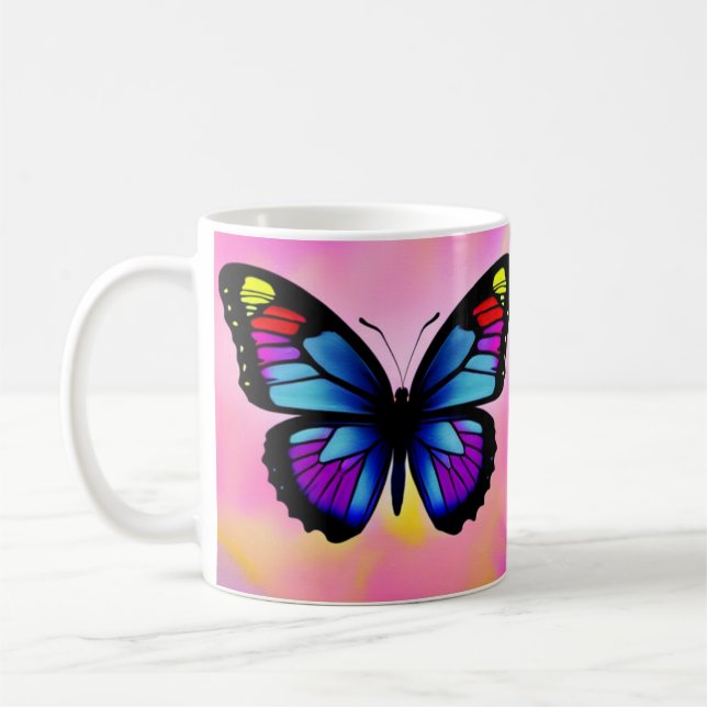 Schmetterling im hellen Hintergrund Kaffeetasse (Links)