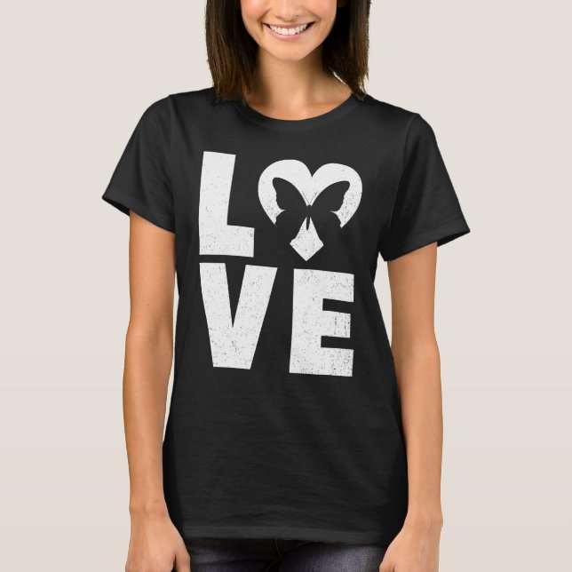 Schmetterling im Herzen Liebe T-Shirt (Vorderseite)