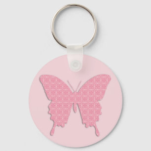 Schmetterling im Hintergrundbild - hellrosa Schlüsselanhänger