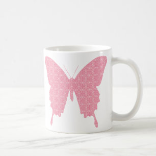 Schmetterling im Hintergrundbild - hellrosa Tasse
