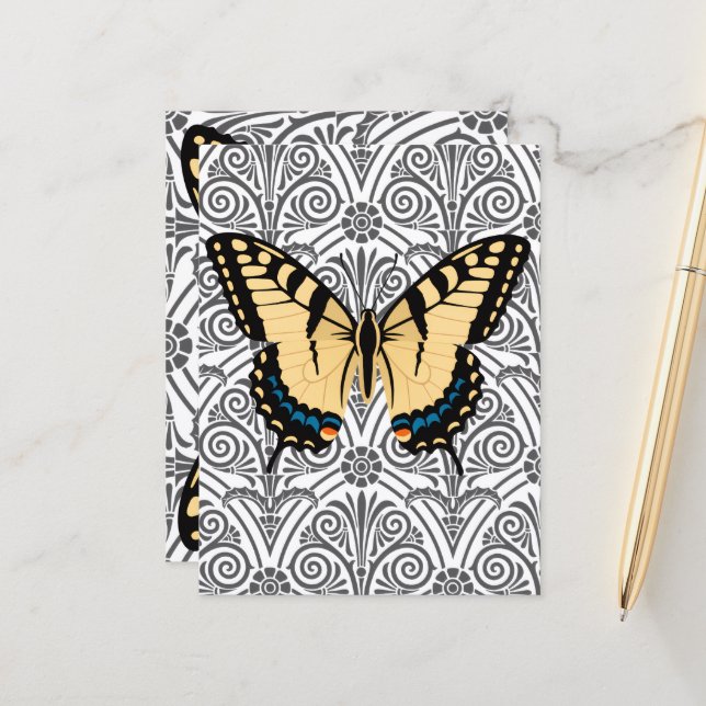 Schmetterling im Mittelpunkt Postkarte (Vorderseite/Rückseite Beispiel)