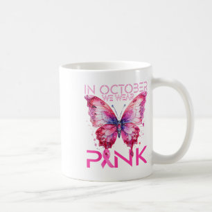 Schmetterling im Oktober tragen wir rosa Brustkreb Kaffeetasse