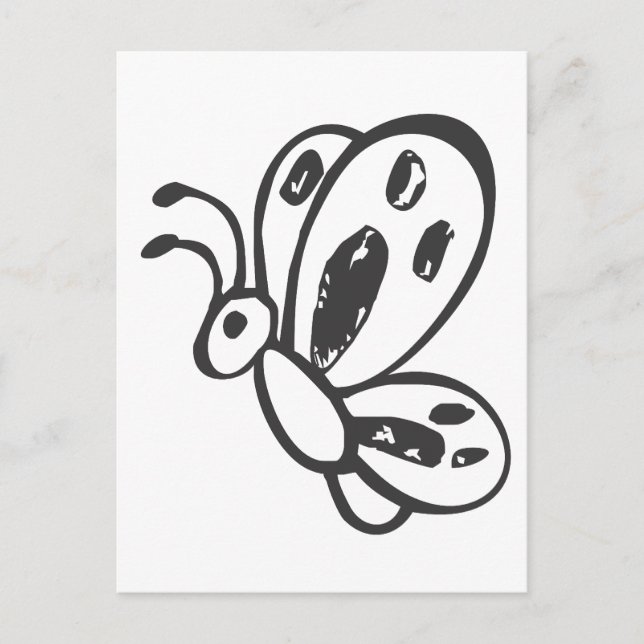 Schmetterling im Schwarz-Weiß-Bild Postkarte (Vorderseite)
