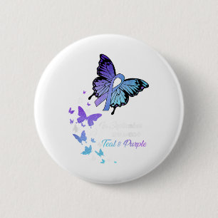 Schmetterling Im September Trägt Türkis Lila Selbs Button