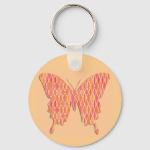 Schmetterling in abstrakten Druckfarben - Orangetö Schlüsselanhänger