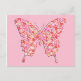 Schmetterling in Blume - rosa, orange Postkarte