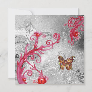 SCHMETTERLING IN GLITZER 2, Elegante Hochzeitsfeie Einladung