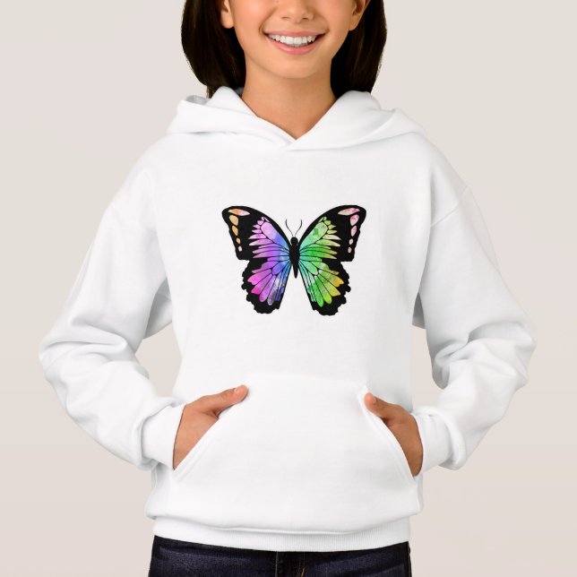 Schmetterling in Regenbogenfarben Hoodie (Vorderseite)