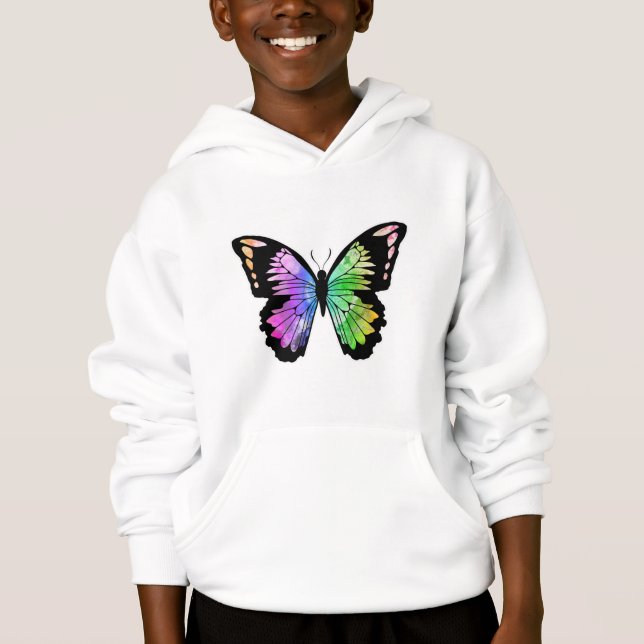 Schmetterling in Regenbogenfarben Hoodie (Vorderseite)