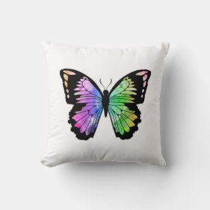 Schmetterling in Regenbogenfarben Kissen