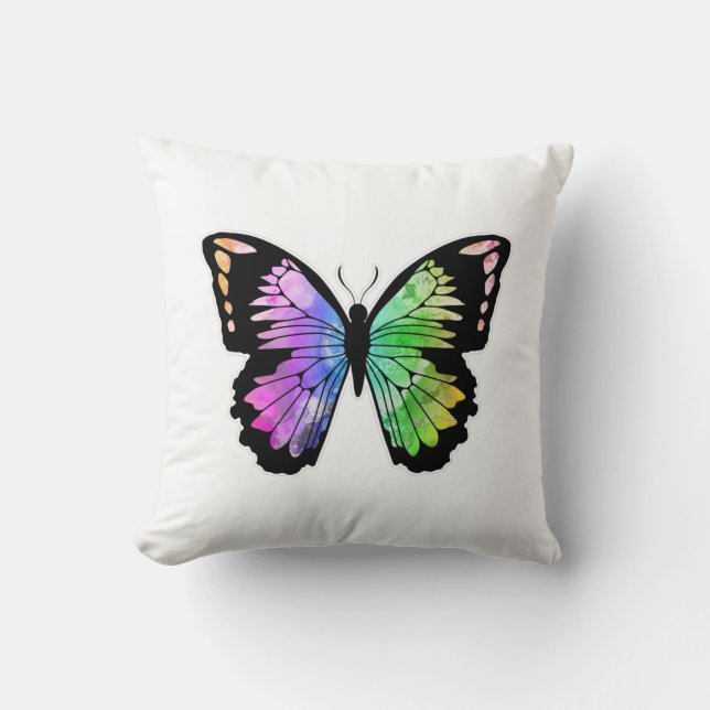 Schmetterling in Regenbogenfarben Kissen (Vorderseite)