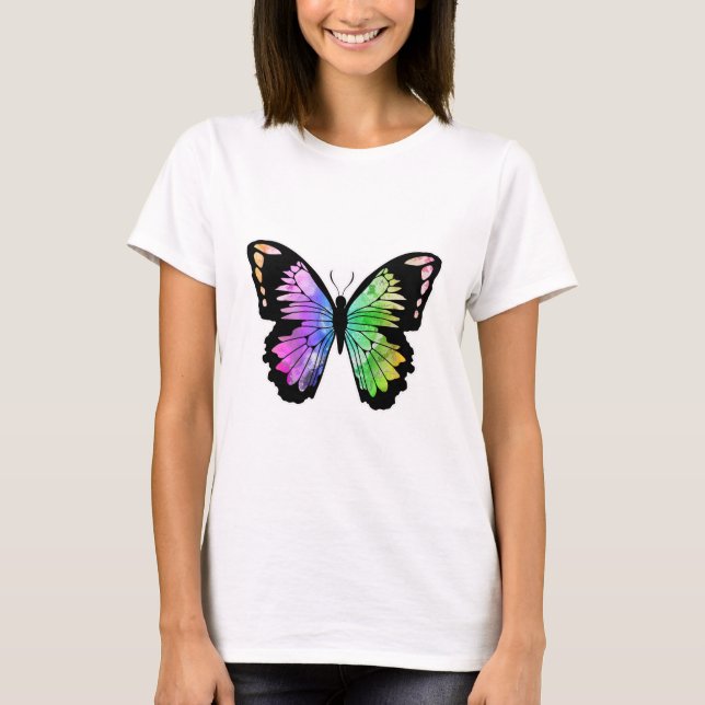 Schmetterling in Regenbogenfarben T-Shirt (Vorderseite)