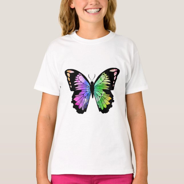 Schmetterling in Regenbogenfarben T-Shirt (Vorderseite)