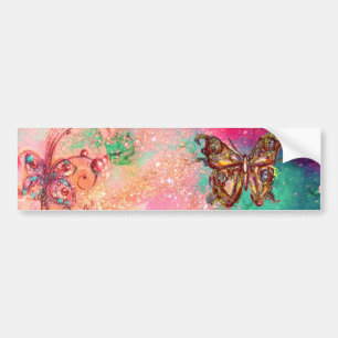 SCHMETTERLING IN ROSA GOLD GLITZER AUTOAUFKLEBER