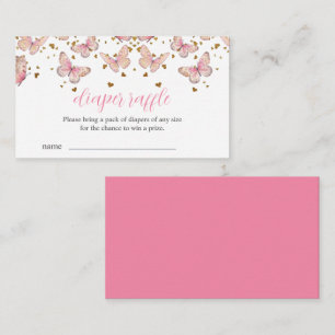Schmetterling in Rosa & Gold   Windel-Raffel-Einla Begleitkarte