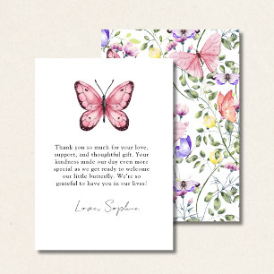 Schmetterling in Rosa mit Grünzeug  Dankeskarte