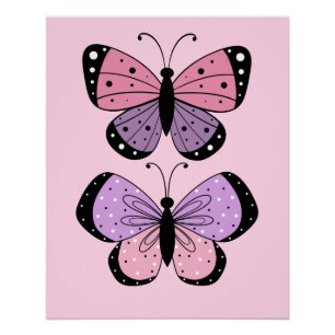 Schmetterling in Rosa und Lila Poster