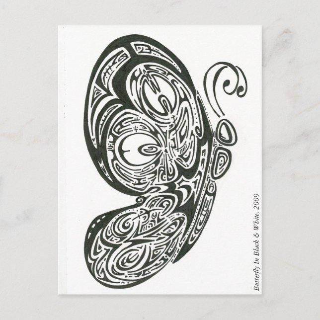 Schmetterling in Schwarz/Weiß, 2009 Postkarte (Vorderseite)