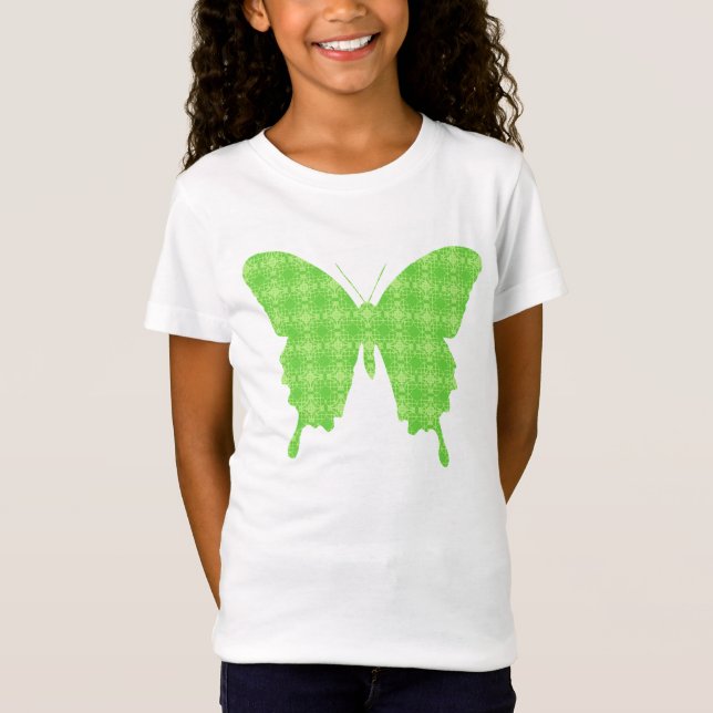 Schmetterling in Tapeten - Kalkgrün T-Shirt (Vorderseite)