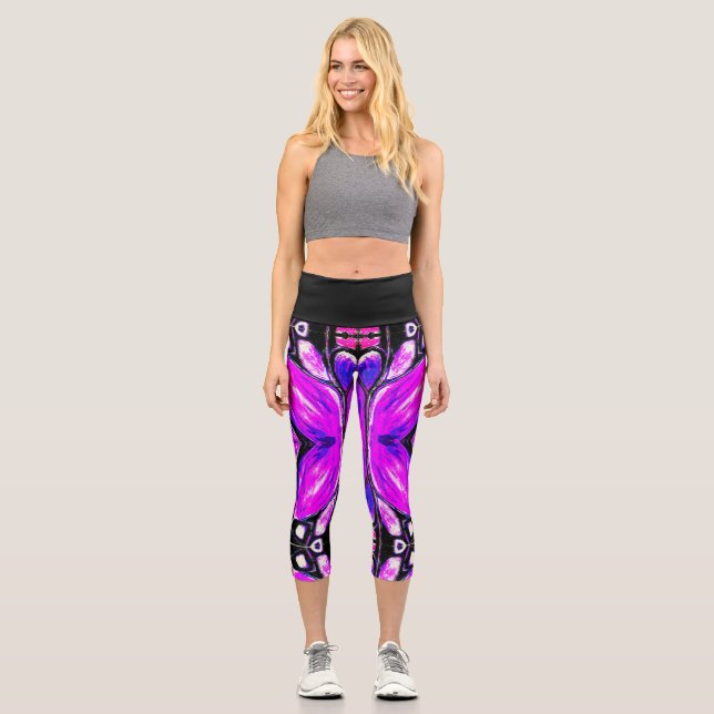 Schmetterling Inspiriert Capri Leggings (Vorderseite)