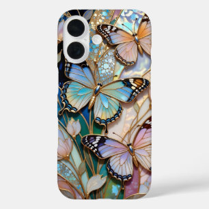 Schmetterling iPhone-Hülle Buntglas Floral iPhone 16 Hülle