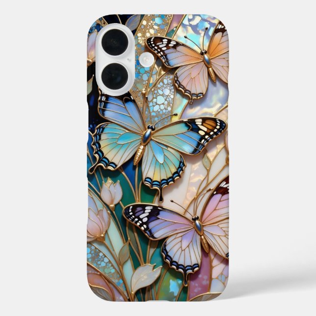 Schmetterling iPhone-Hülle Buntglas Floral Case-Mate iPhone Hülle (Rückseite)