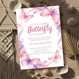 Schmetterling ist auf dem Weg Rosa Lila Aquarell B Einladung